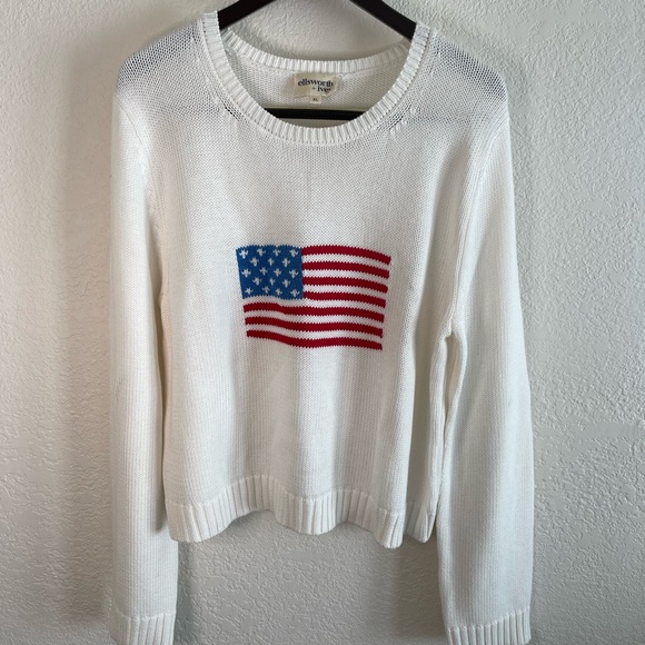 Ellsworth + Ivey Sweaters - Ellesworth +Ivey Allways USA Flag Crew Neck Sweater - White